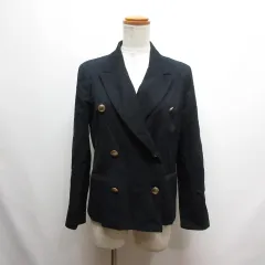 フレイアイディー FRAY I.D テーラード ダブル ジャケット 0 ネイビー 金ボタン ウール混 裏地付き