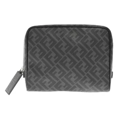 FENDI (フェンディ) ズッカ ラウンドジップ クラッチ バッグ ブラック 7N0116のサムネイル