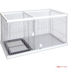 D6395◆未使用 トイレのしつけが出来る ドッグルームサークル ホワイト ワイド ペットサークル フェンス ゲート 犬 ペティオ・W24760