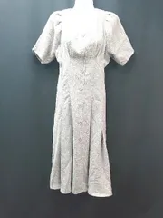 ◇ AnMILLE<!-利用不可文字-!> アンミール ツイード生地 フロントボタン 上品 半袖 ロング ワンピース 表記なし グレー レディース E  【1310130012750】