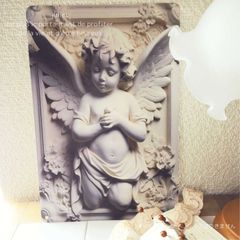 アルミ看板 天使 エンジェル 3D アンティーク調 翼 羽 羽根 ブリキ インテリア 飾り 置物 オブジェ アート 雑貨 ミカエル ラファエル ガブリエル ウリエル バラキエル イェグディエルキューピッド ガーデニング リビング 絵画 壁掛け 海外 インポート