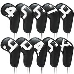 黒/白番号4-9 Scott Edward 10 個 ウェッジ アイアン ゴルフ ヘッドカバー セット 耐久性のある強力な磁気、ほとんどのブランドのクラブに適した多数