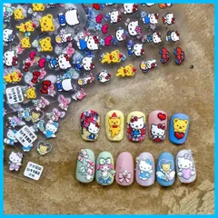 【新着商品】かわいい漫画ネイルアートステッカーハローキティネイルアートステッカーハローキティエンボスネイルアートステッカー3D粘着ネイルアートステッカーアニメカワイイデザインネイルアートステッカーガールズキッズレディース（3枚）