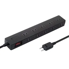 スタイルド 雷ガード ブレーカー付 10個口 電源タップ 一括集中スイッチ マグネット スイングプラグ 延長コード(コード2m, ブラック) 0