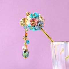❁大人かわいいつまみ細工カラフルかんざし❁ミニボールブーケ・簪・和装髪飾り・和玉かんざし・ボールブーケ・簪・卒業式・入学式・成人式・七五三・着物・和装・浴衣髪飾り・ハンドメイド・ヘアアクセサリー・記念日・行事