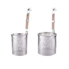 新品 Gatoer 2つ 湯切り 業務用 ラーメンてぼ キッチン用品 うどん 丸 湯切り ざる ステンレス製 木柄 フック付き ラーメン専用 メッシュ てぼ こし器 飲食店家庭用 業務用 麺 ラーメン専用
