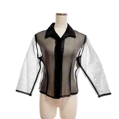 ドレス用　レースブラウス　ボレロ　羽織　チュールレース　シアーブラウス　シアージャケット　黒　ブラック　9号　日本製