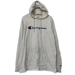 Champion ロゴスウェット パーカー L ホワイト チャンピオン プルオーバー カンガルーポケット 薄手 古着卸 アメリカ仕入 a612-7365