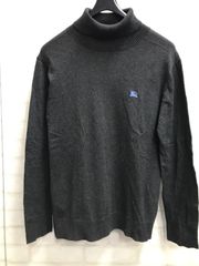 ★値下げ BURBERRY BLACK LABEL バーバリー ブラック レーベル カシミヤ混 ニット タートル ネック 長袖 マーク 刺繍