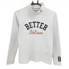 【美品】ルコック 長袖ハイネックシャツ 白×レッド 裏微起毛 プリント  レディース M ゴルフウェア le coq sportif