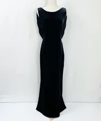 SCOTT MCCLINTOCK スコットマクリントック USA製 レース ベルベット ロング丈 ノースリーブワンピース ドレス レディース  ビンテージ ヴィンテージ vintage 二次会 2次会 演奏会 発表会 パーティー ブラック【S86-403b】