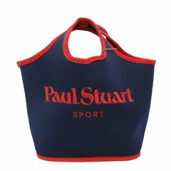 ポールスチュアート PAUL STUART トート ハンドバッグ 手提げ バイカラー 刺繍 シルバー金具 赤 レッド 紺 ネイビー /FF 0926のサムネイル
