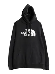 【お得なクーポン配布中!】 ノースフェイス プリント スウェット フード パーカー メンズ L 古着 The North Face アウトドア プルオーバー 裏起毛 トレーナー ブラック
