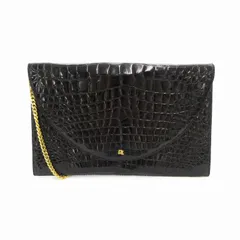 ZAGLIANI ハンドバッグ クロコ ゴールド金具 ブラック シャイニークロコ 型押し ハンドバッグ レザー 黒 ブラック