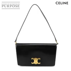 新品同様 セリーヌ CELINE トリオンフ トラペーズ 2way ショルダー クラッチ バッグ レザー ブラック ゴールド 金具 90291683