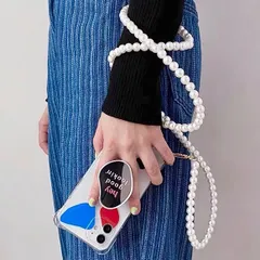 iPhone13/13proケース　スマホケース　パールチェーン　スタンド付き