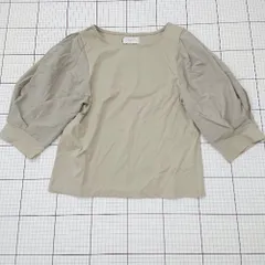 ◇ ⊂　美品 オペーク ドット クリップ コットン 長袖 ナイロンコットンTシャツ サイズM グレージュ系 レディース E  【1508060022417】