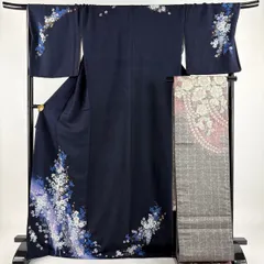 翠山工房 セット 辻ケ花 辻ヶ花 袋帯 紺 黒　辻が花 訪問着 地紋 落款 絞り 翠山工房 落款 セット 辻ケ花 辻ヶ花 袋帯 辻が花 訪問着 紺 青 絞り