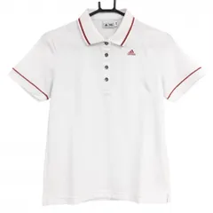【美品】アディダス 半袖ポロシャツ 白×レッド 織生地 胸元ロゴ レディース M/M ゴルフウェア adidas
