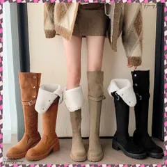 送料無料 ニーハイブーツ ロングブーツ スエード調 レディース 美脚 2wayブーツ 韓国風 脚長 チャンキーヒール カジュアル 大人 オルチャン きれいめ 暖かい お洒落 太ヒールブーツ 防寒ブーツ 秋冬 歩きやすいブーツ