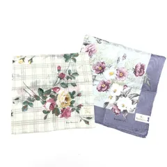 BURBERRYS バーバリーズ コットンハンカチ 2枚セット  花柄/チェック柄    パープル/グレージュ レディース / 240001149222