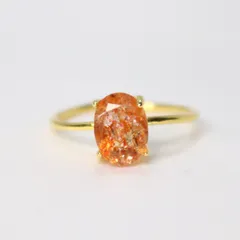 S925製 18KGP サンストーン 8×6㎜ オーバル 天然石 指輪