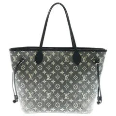 LOUIS VUITTON (ルイヴィトン) モノグラムジャガード ネヴァーフルMM グリノワール デニム ポーチ付 トートバッグ グレー レディース M21465