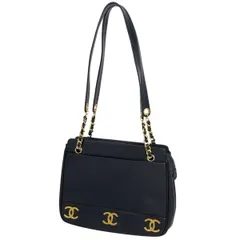 シャネル CHANEL トリプルココマーク チェーン トートバッグ ショルダーバッグ トートバッグ キャビアスキン ブラック レディース 【中古】