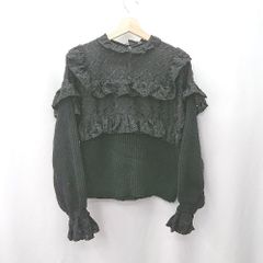 ◇ ⊇ ZARA ザラ フリル ミドルゲージ 長袖 ニット サイズS ブラック レディース E  【1506190012315】