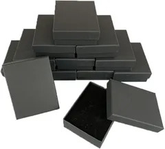 TKY ギフトボックス ラッピングボックス 紙箱 アクセサリー ネックレス 12個セット(ブラック,  縦9cm 横7cm)
