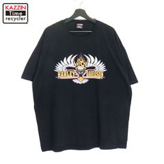 00s HARLEY DAVIDSON バイカー モーターサイクル ラメプリント 半袖Ｔシャツ メンズ 表記XXLサイズ