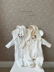 MONBEBE  le petit suit  (bonnet set)  新生児 退院着 モンべべ 韓国子供服 韓国ベビー服 ロンパース ボンネット 赤ちゃん 男の子 女の子 うさぎ おしゃれ シンプル