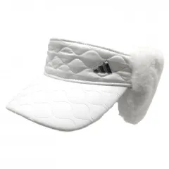 ★値下げ★【超美品】アディダス 耳当て付きサンバイザー 白 耳当て着脱可 立体ロゴ OSFA(54-57cm)  ゴルフウェア adidas