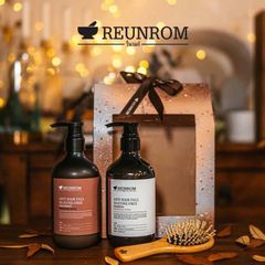 「ヘアデュオセットエナージングウッド／アロマティックミント(アロマM)」REUNROM(レンロン) 天然成分98% シリコンフリーのシャンプー・トリートメント ギフトにもおすすめのセットBOX 母の日【-reunrom-set-hairduo1-】