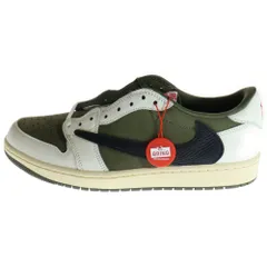 NIKE (ナイキ) ×TRAVIS SCOTT AIR JORDAN 1 LOW OG REVERSE OLIVE DM7866-200 トラヴィススコット エアジョーダン 1 リバース オリーブ ローカットスニーカー US9.5/27.5cm