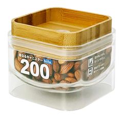 ビッテ（biite）重なるキャニスター バンブー (200ml, スクエア) 調味 料 保存 容器 ハーブ スパイス 入れ