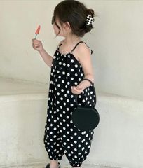 【新品】サロペット　ワンピース　ドット　水玉　子供　100