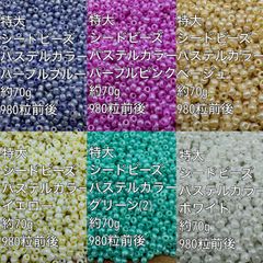 パステルカラー　シードビーズ　ガラスビーズ　 特大　ガラスビーズ　6色 約420g(70g×6色)　(2)