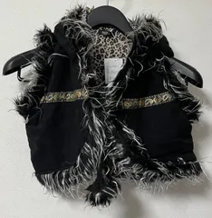 Mouth Valley フード付きベスト　フェイクファー　ペイズリー×ヒョウ柄　ブラック　レディース　M 新品タグ付き
