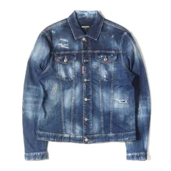 DSQUARED2 ディースクエアード ジャケット サイズ:48 / 20SS ペイント ダメージ加工 ストレッチ デニム ジャケット (Dan Jean Jacket) / インディゴ / アウター ブルゾン 上着 Gジャン【メンズ】【中古】