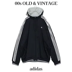 古着 00s アディダス リバーシブル ナイロン スウェット パーカー ブラック グレー XXL 当時物 ヴィンテージ ビンテージ 00年代 ジャケット