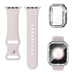 【人気商品】バンドとケース Watch 一体型 Watch 全面保護 互換用のApple ダイヤモンド カバー付き 光沢感 キラキラ オシャレ Apple Apple レディース バンド Series アップルウォッチ 6 シリコン 5 Watchと互換性のあ