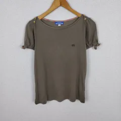 BURBERRY BLUE LABEL バーバリーブルーレーベル Tシャツ パフスリーブ ホースロゴ アースカラー カーキ 38サイズ レディース 古着 Y2K