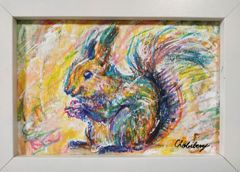 チョビベリー作 「スパーキーなエゾリス」水彩色鉛筆画 ポストカード