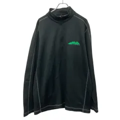 NIKE ロゴスウェット パーカー XXL ブラック グリーン ナイキ ハーフジップ ワンポイント 刺繍ロゴ 古着卸 アメリカ仕入 a709-6329