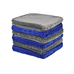AutoGo 洗車タオル 厚手 吸水 (小判6枚(30X30CM), グレー+ブルー) 0