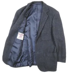 美品 ビームス × ハリスツイード BEAMS × HARRIS TWEED テーラード ジャケット 3B 段返り ブレザー 総裏地 センターベント 日本製 サイズM ネイビー メンズのサムネイル