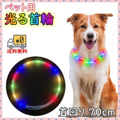 ペット用　光る首輪　レインボー　ピカピカ　夜間　散歩　中型犬　安全　USB Lのサムネイル