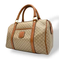美品 セリーヌ CELINE マカダム柄 ボストンバッグ ハンドバッグ ブラウン 茶色 ベージュ トリオンフロゴ PVC×レザー ヴィンテージ 大容量 バッグ B