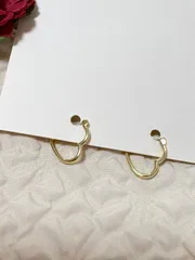 18金　日本製　刻印有り　ハートフープピアス　18 K つけっぱなし